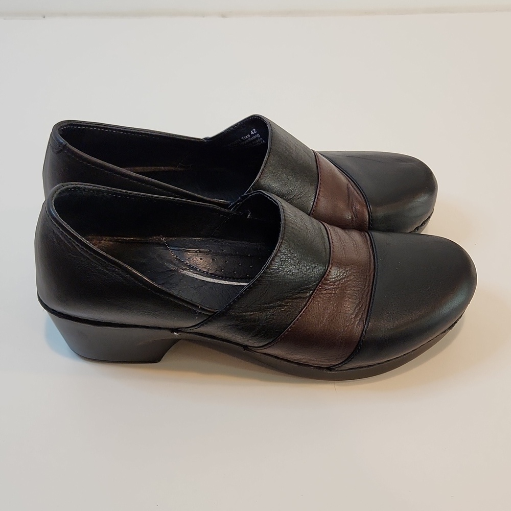 Dansko Tenley Black Brown Leather Comfort Slip On Clogs Womens EU 42 US 11.5 EUC - Picture 2 of 14